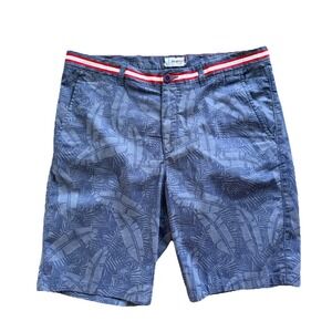 Johnnie o west coast prep shorts mens size 36 Blue Bermuda chino floral
